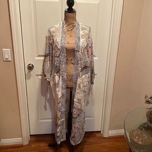 Floral print and crochet soft lace maxi ki…